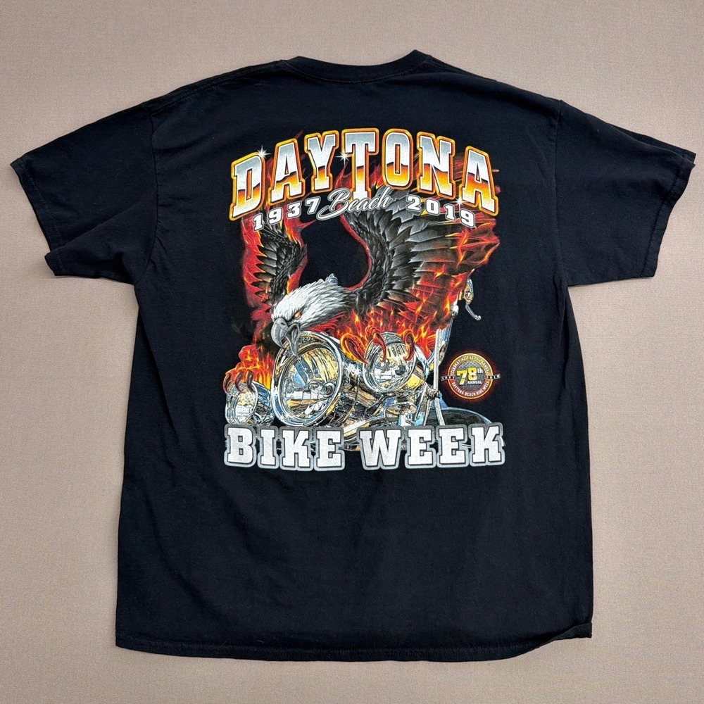 Daytona Bike Week 2019 T-Shirt Mens Large Black 78th Annual Eagle Graphic Tee